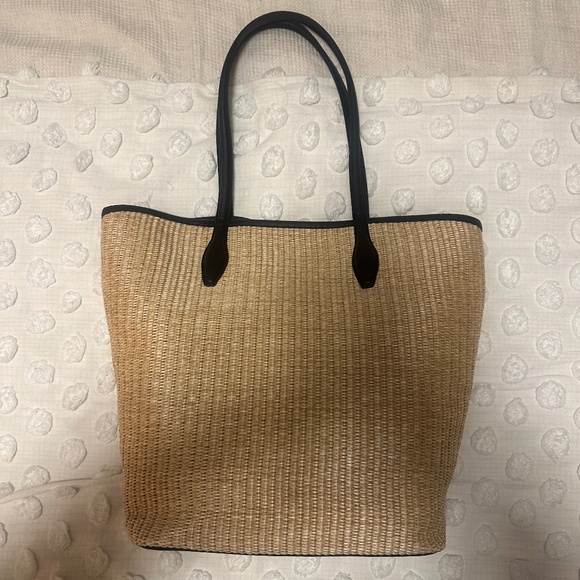 Madewell Leather-Trimmed Straw Tote - Picture 1 of 8